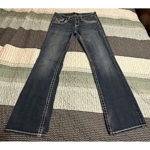 VIGOSS Bootcut Jeans Dark‎ Wash Contrast Stitch Y2K Denim RN 110712